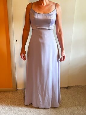Spaghetti Strap Maxi Dress in Lavender Satin